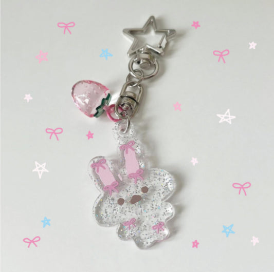 Strawberry bunny keychain