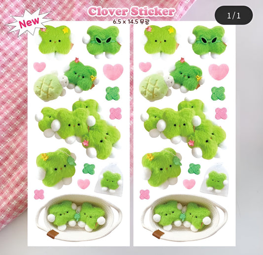 Clover plushy sticker sheet