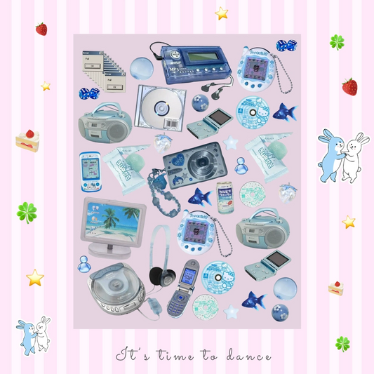 Blue camera sticker sheet
