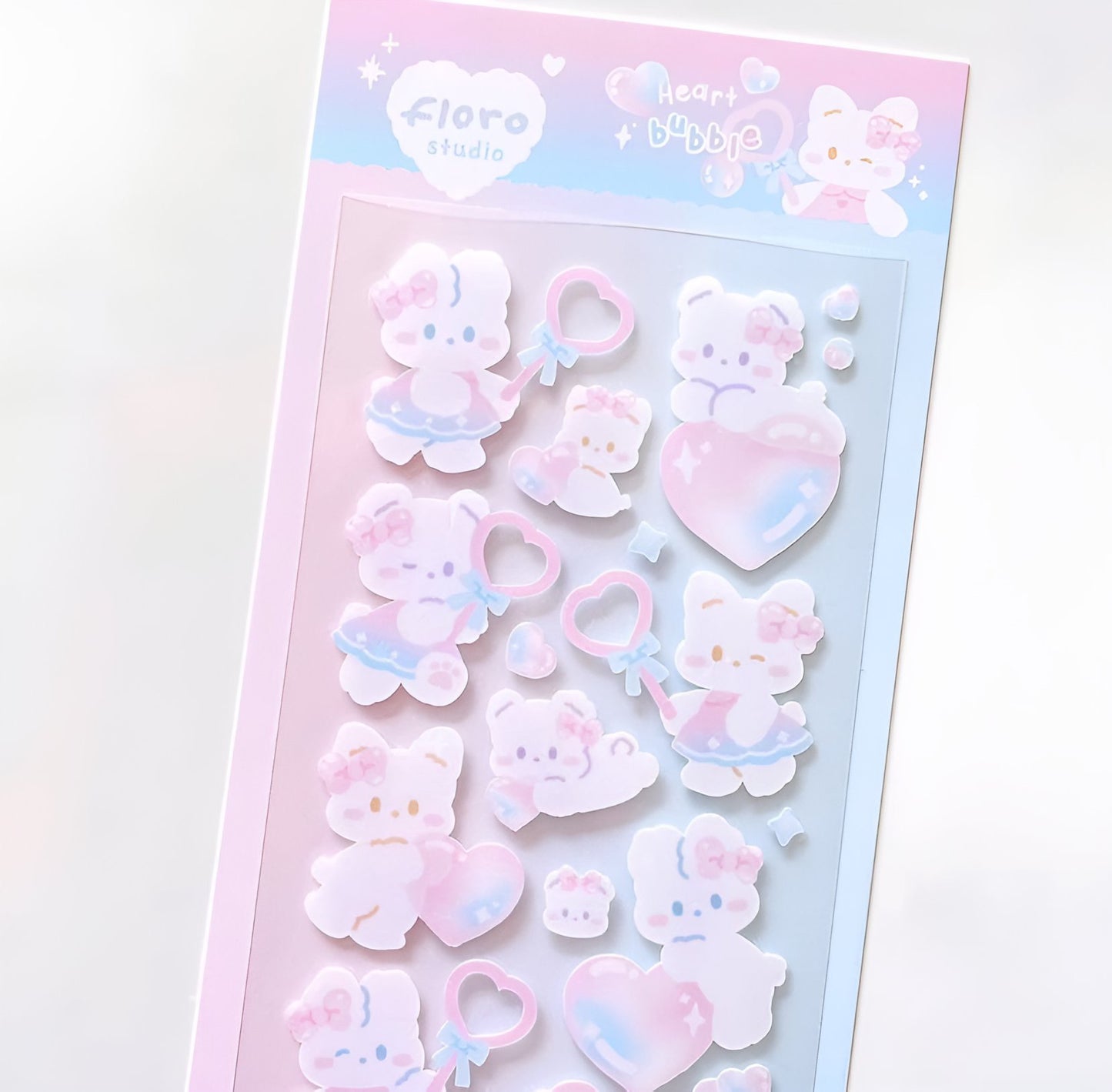 Heart shape bubble sticker sheet