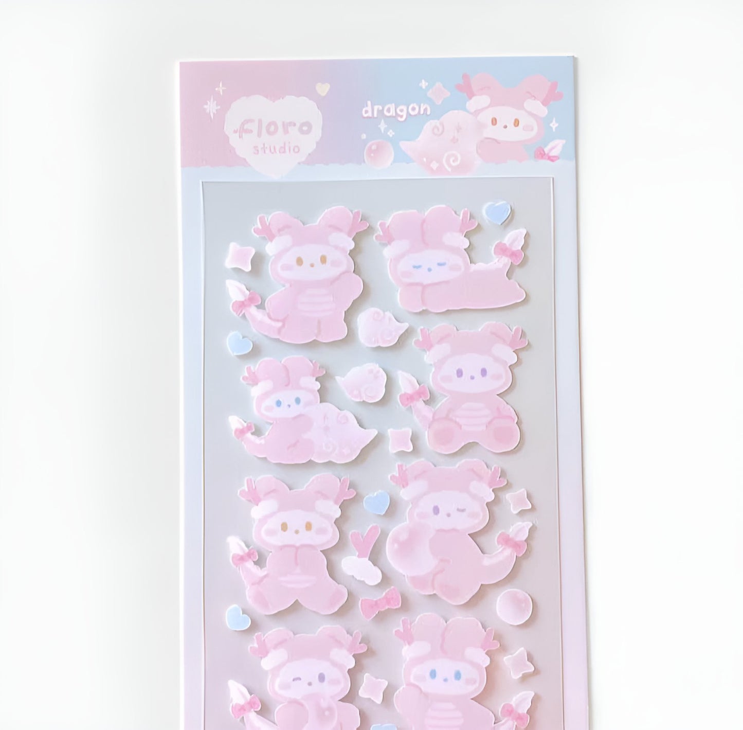 Pink dragon sticker sheet