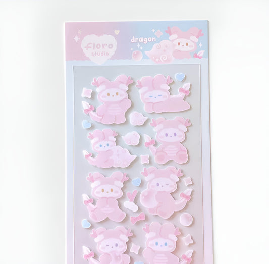 Pink dragon sticker sheet