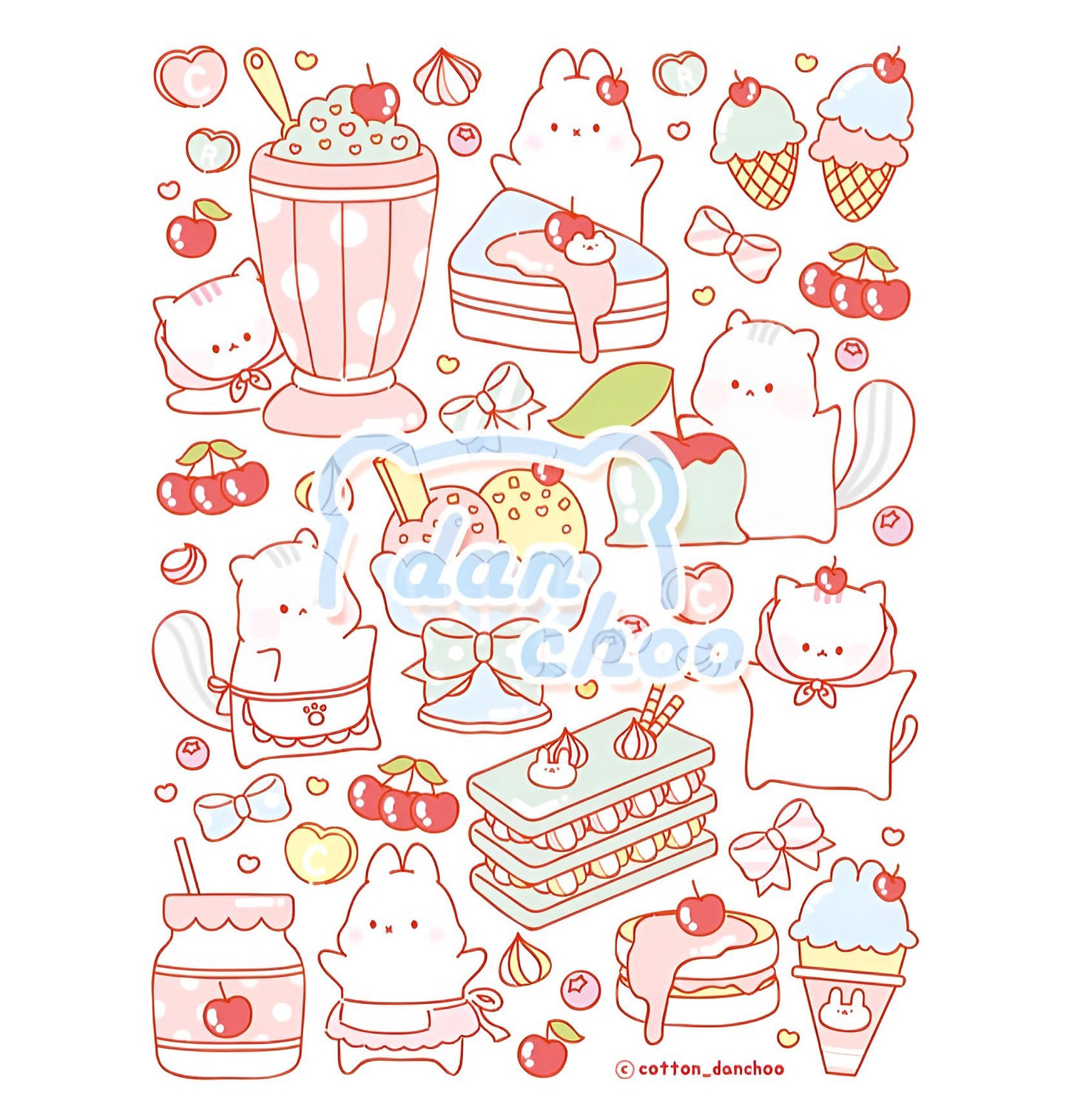 Ice cream chipmunks transparent sticker sheet