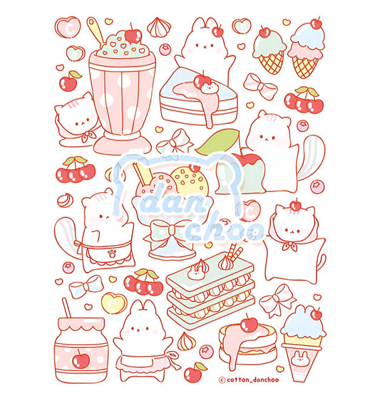 Ice cream chipmunks transparent sticker sheet