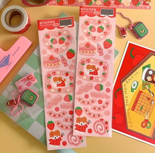 Strawberry cream sticker sheet