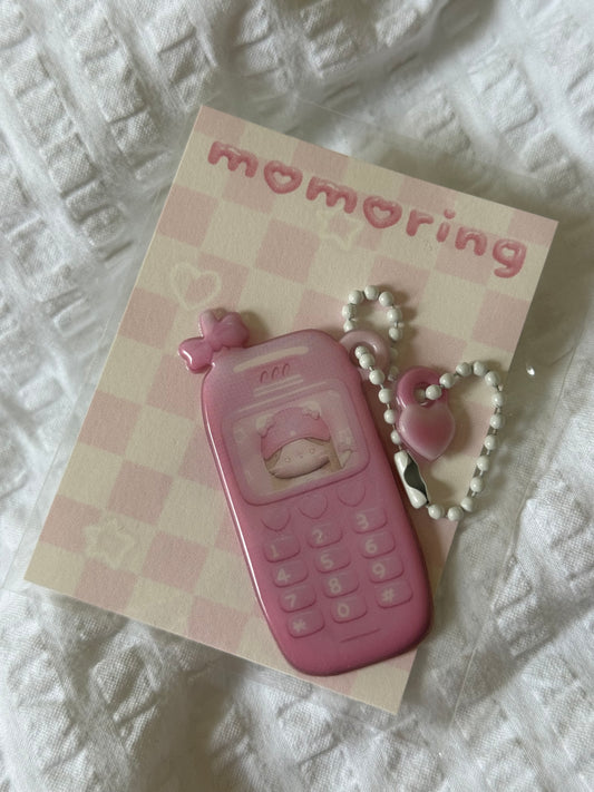 Pink phone keychain