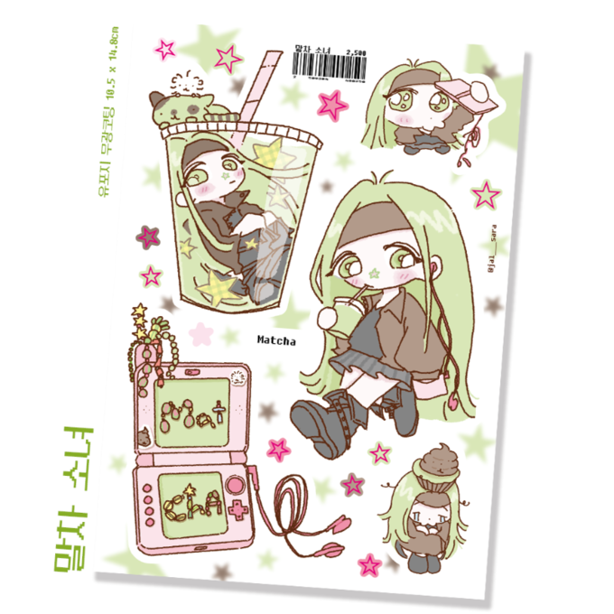 Matcha girl sticker sheet