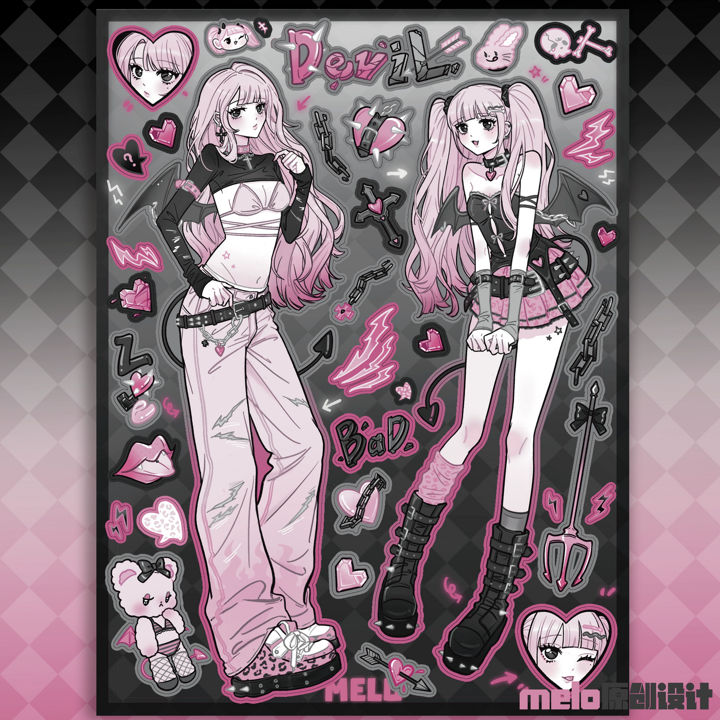 Demon girl sticker sheet