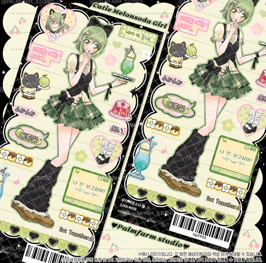 Melon soda girl sticker sheet