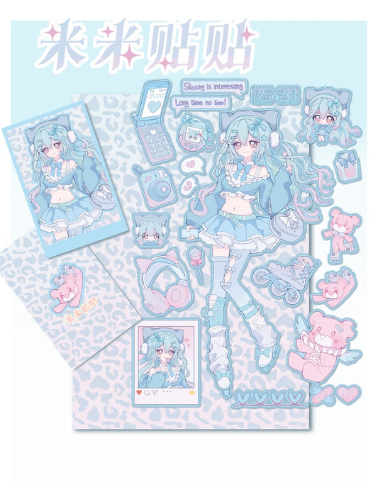 Roller skate girl sticker sheet