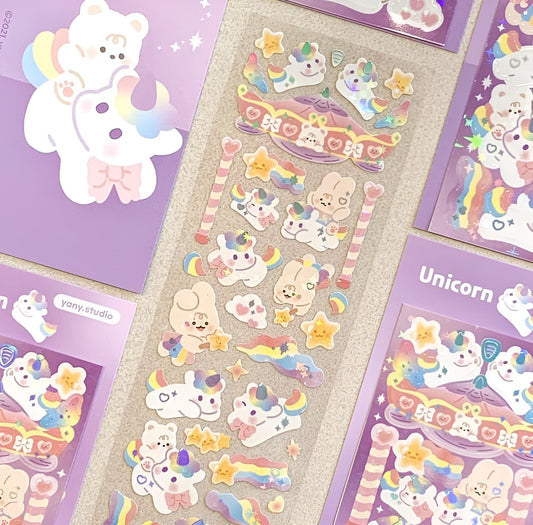 Unicorn rainbows sticker sheet