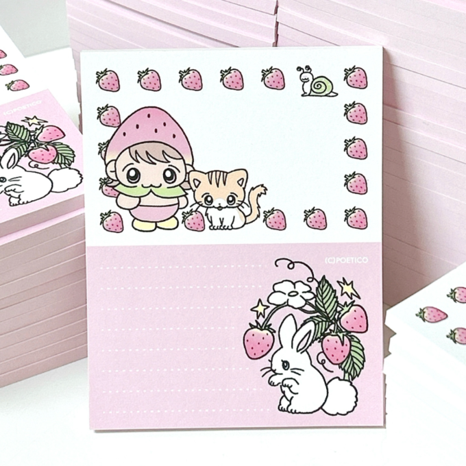 Strawberry bunny memo pad