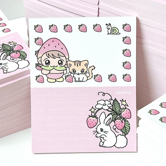 Strawberry bunny memo pad