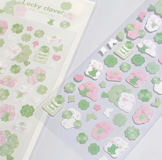 Sparkly lucky clover sticker sheet