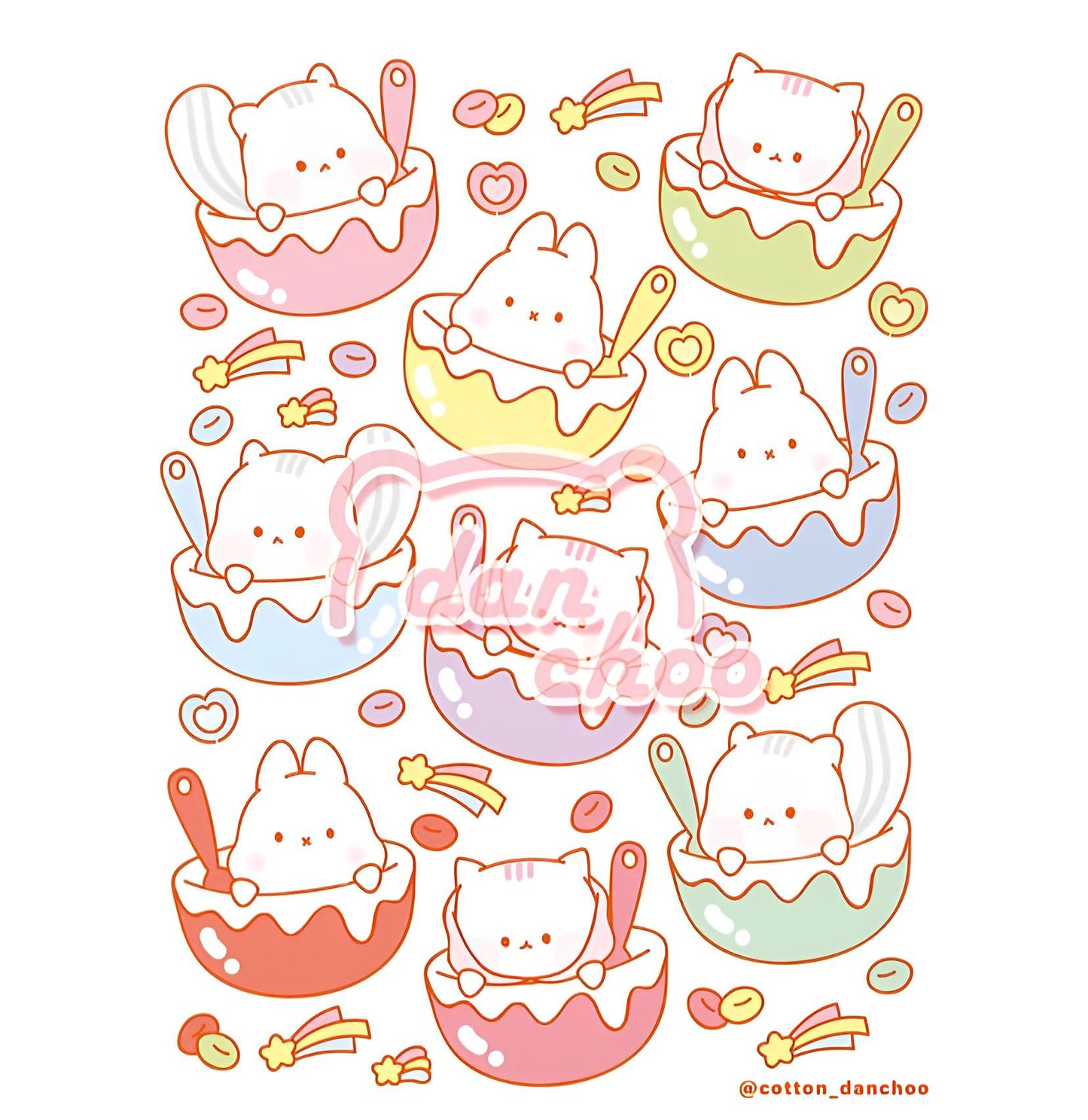 Cereal cup transparent sticker sheet