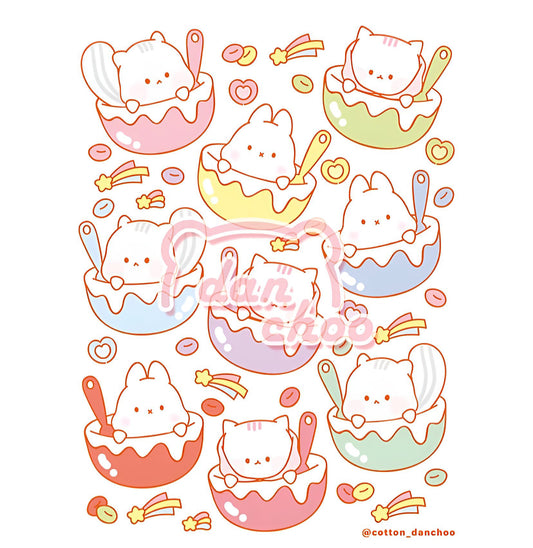 Cereal cup transparent sticker sheet