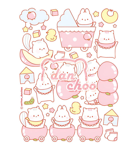 Peach chipmunk transparent sticker sheet