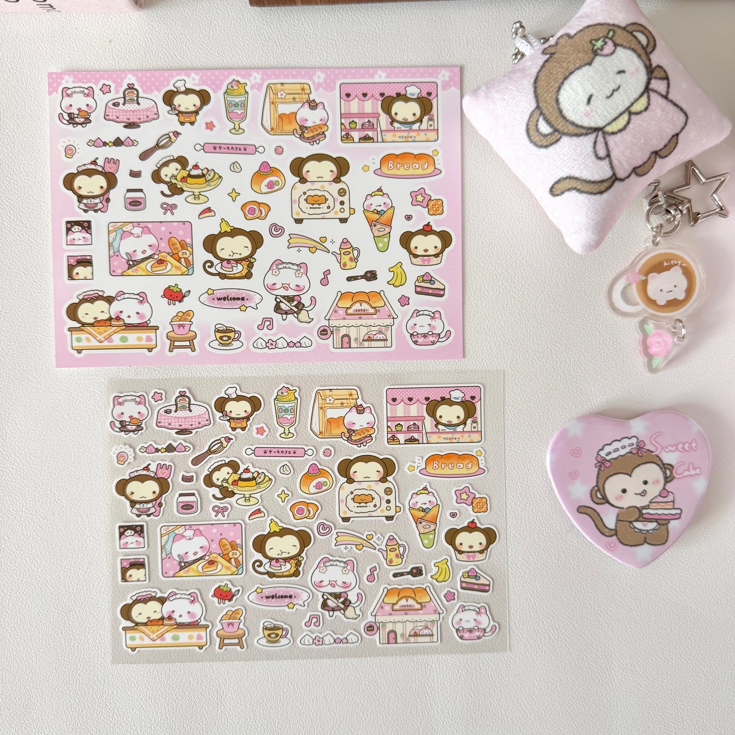 Cat monkey sticker sheet