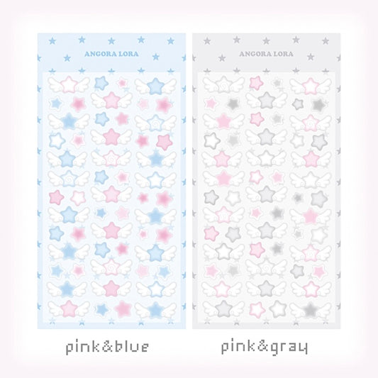 Winged stars deco sticker sheet