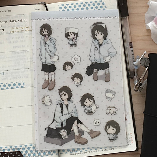 Kitten girl sticker sheet