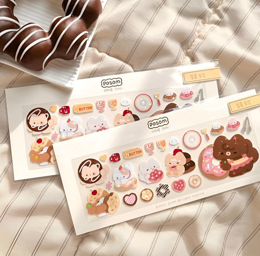 Donut baking sticker sheet