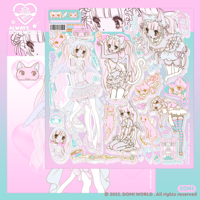 White cat sticker sheet