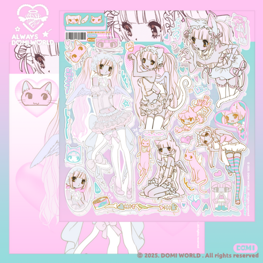 White cat sticker sheet