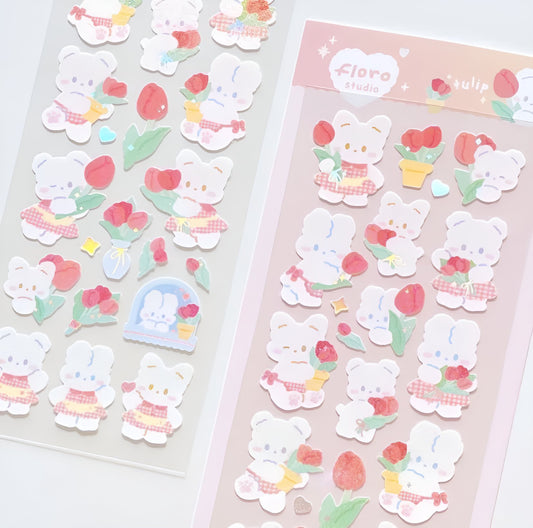 Red tulip sticker sheet