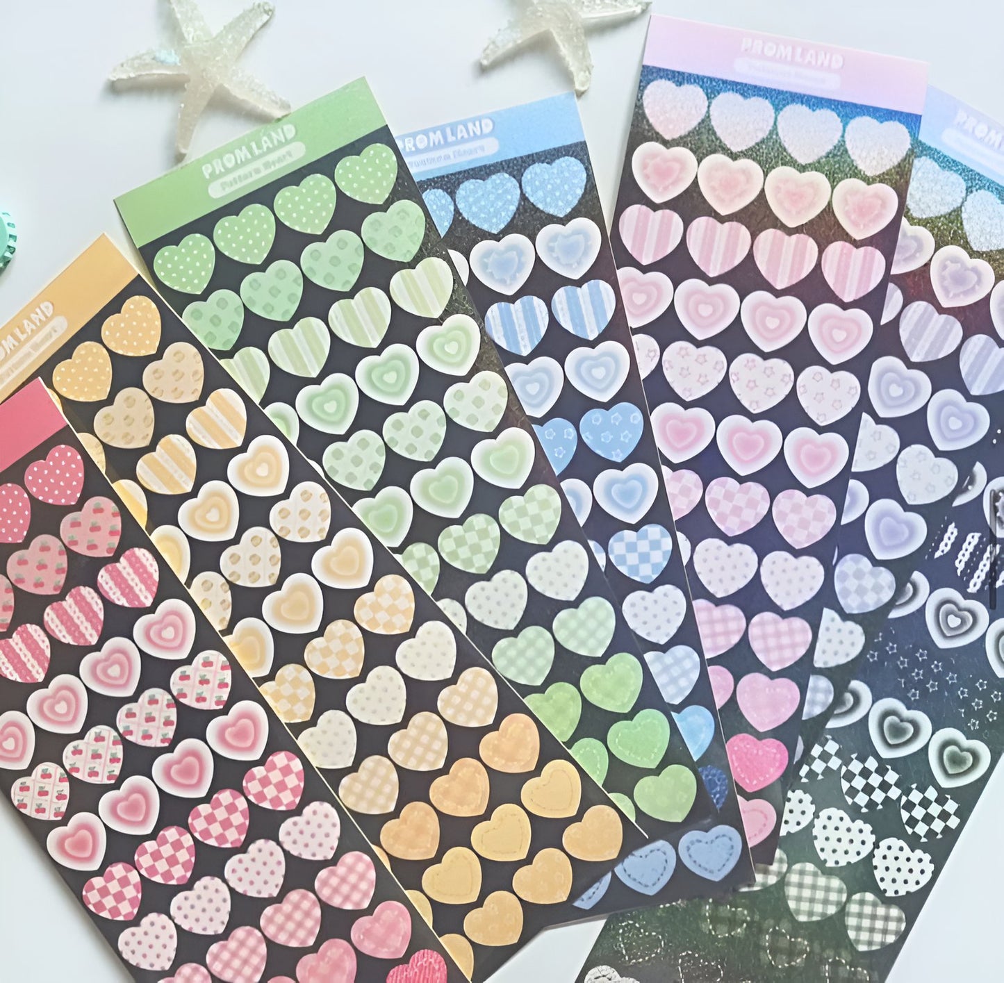 Patterned hearts sticker sheet