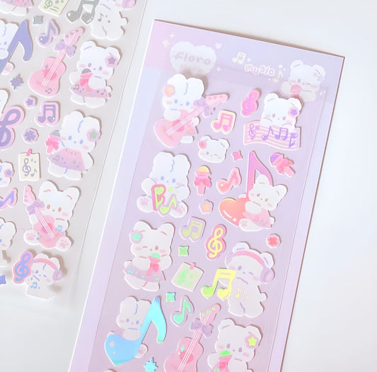 Holographic music sticker sheet