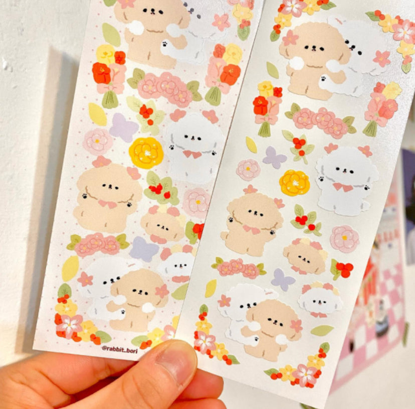 Flower dogs sticker sheet