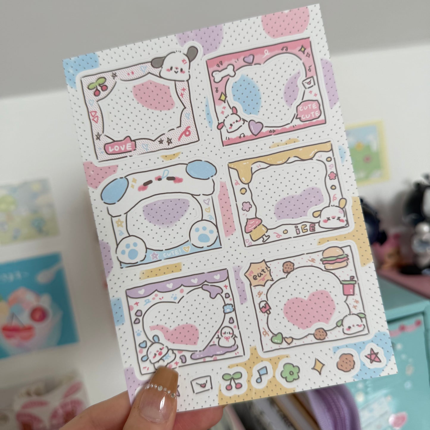 Doggy frames sticker sheet