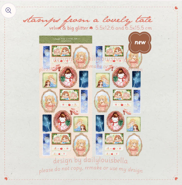 Stamps from a lovely tale sticker sheet