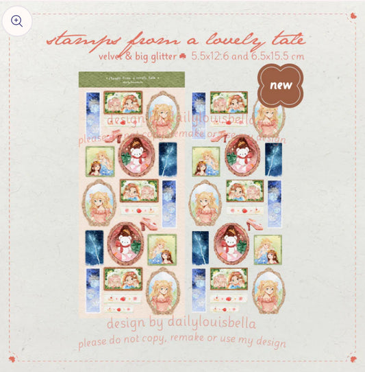 Stamps from a lovely tale sticker sheet