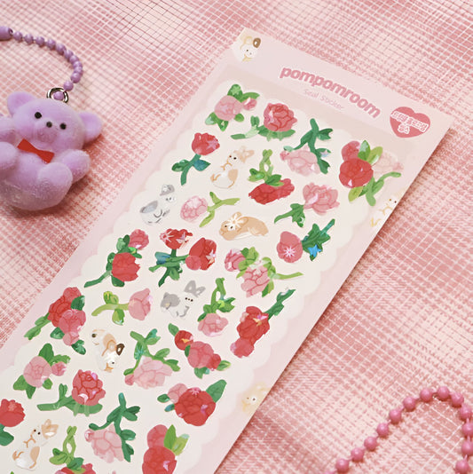 Rabbits and roses sticker sheet