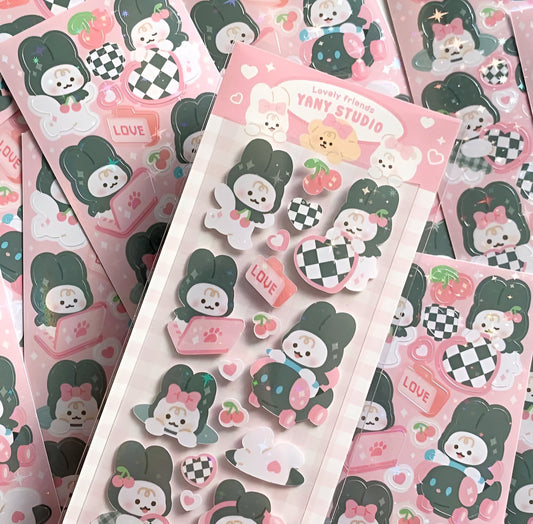 Checkered heart sticker sheet