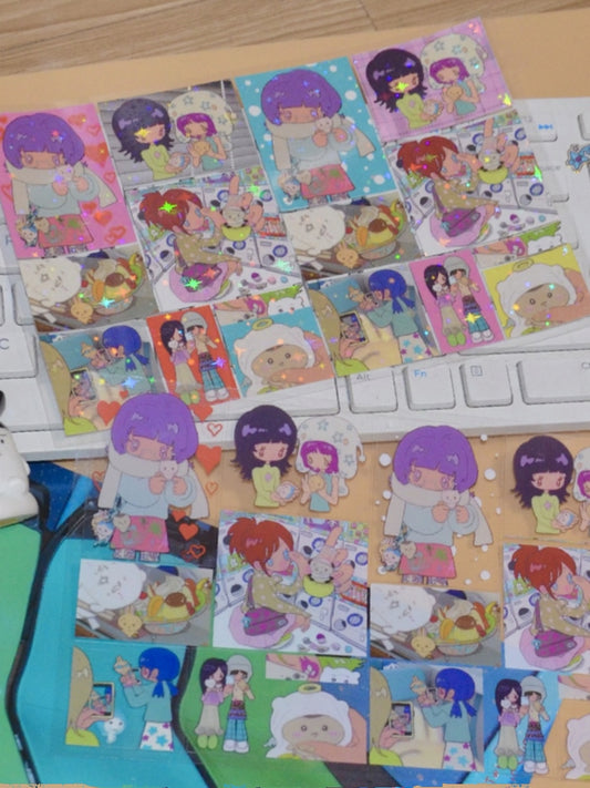 Comic square sticker sheet