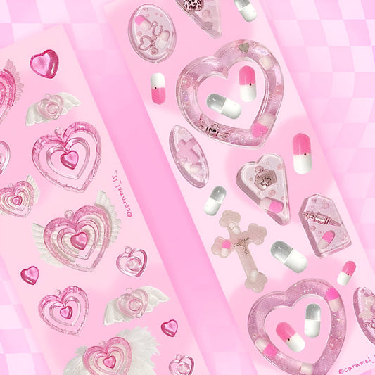 Preorder- Pill hearts sticker sheets