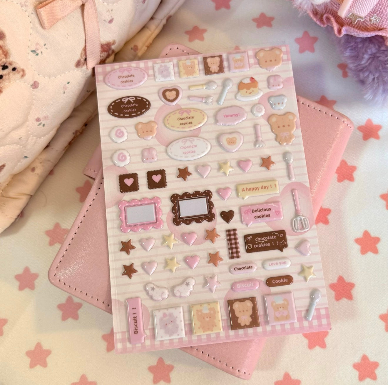 Cookie bear puffy sticker sheet