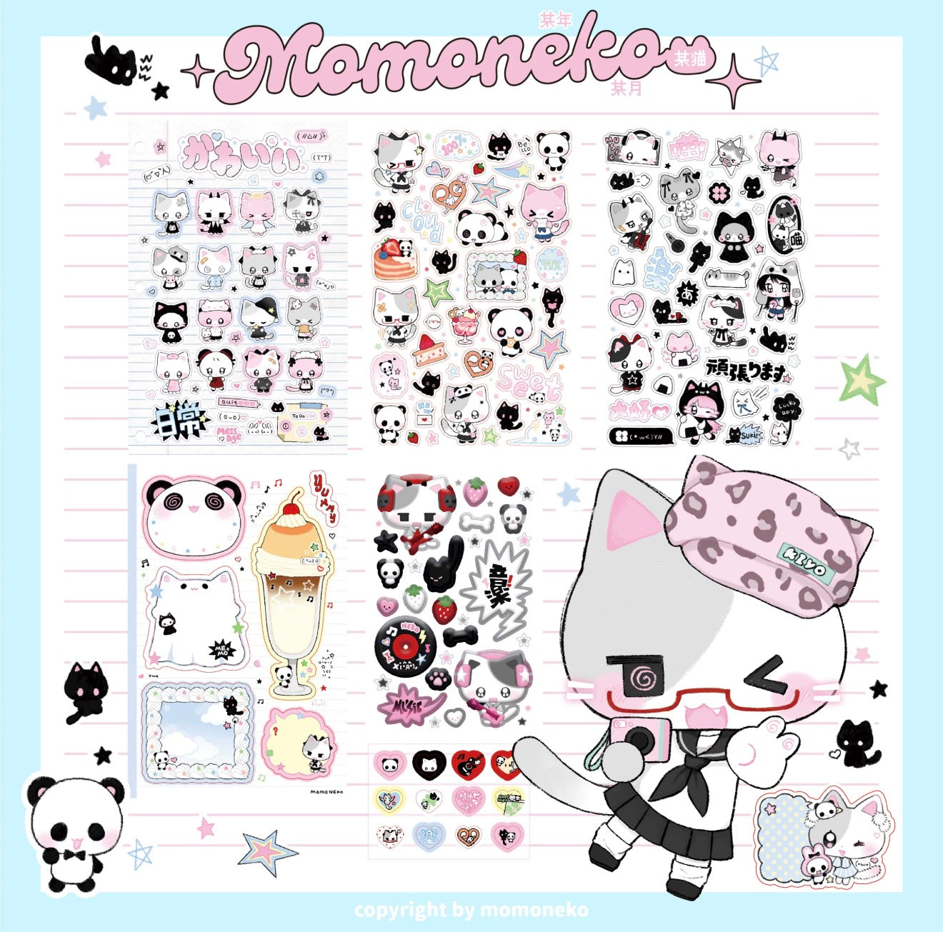Momoneko sticker sheets