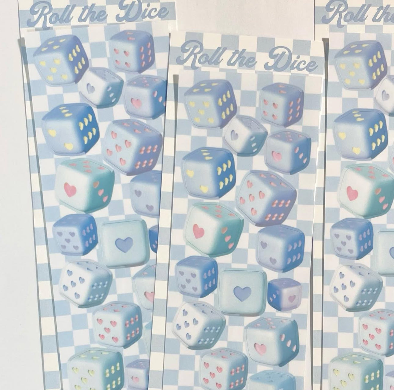 Blue dice sticker sheet