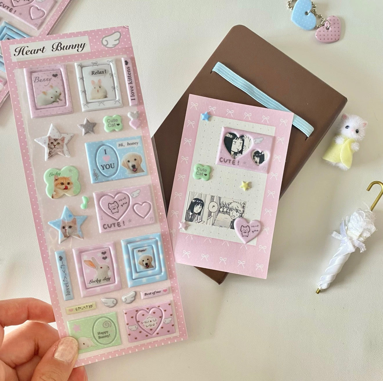 Pastel bunny puffy sticker sheet