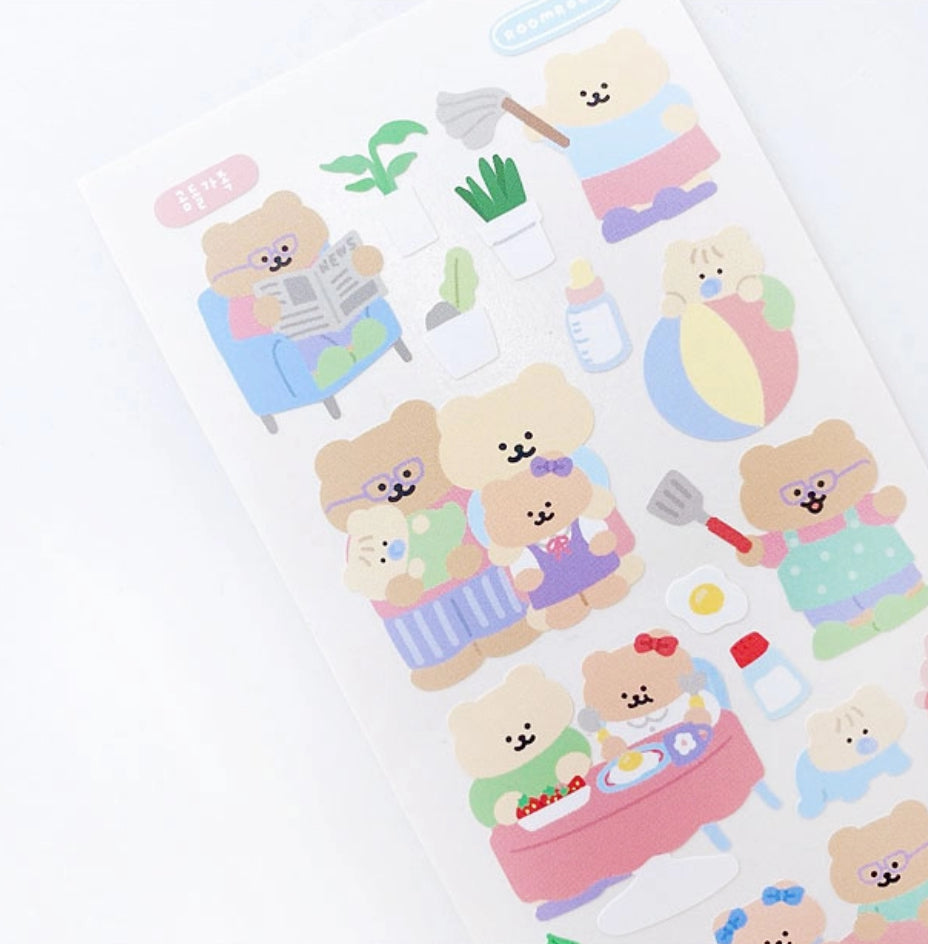 Bear family sticker sheet