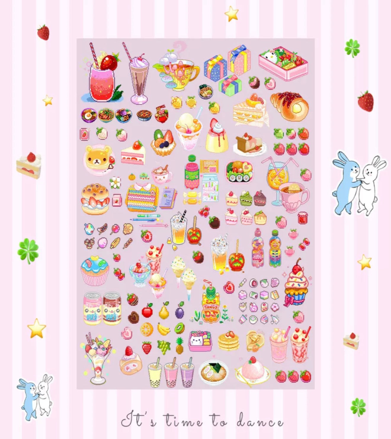 Pixel food sticker sheet