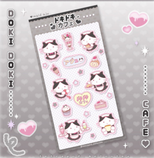 Tuxedo cat maid sticker sheet