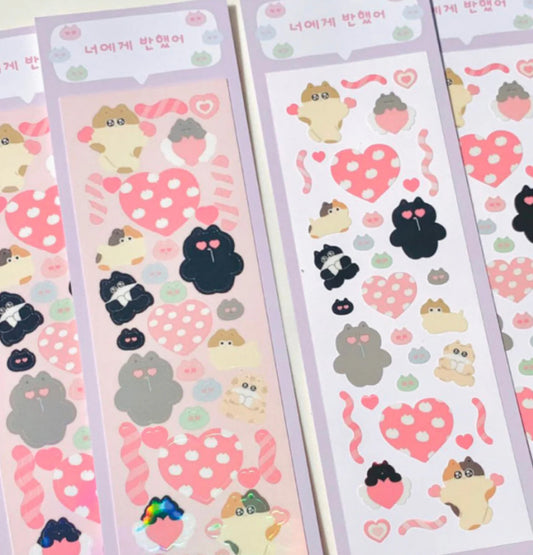 Heart cats sticker sheet