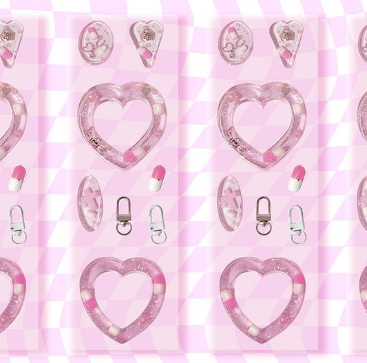 Sparkly resin heart sticker sheet
