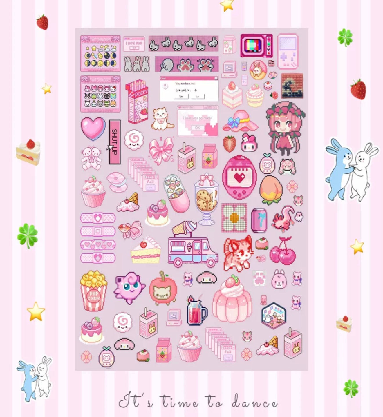 Pink pixels sticker sheet