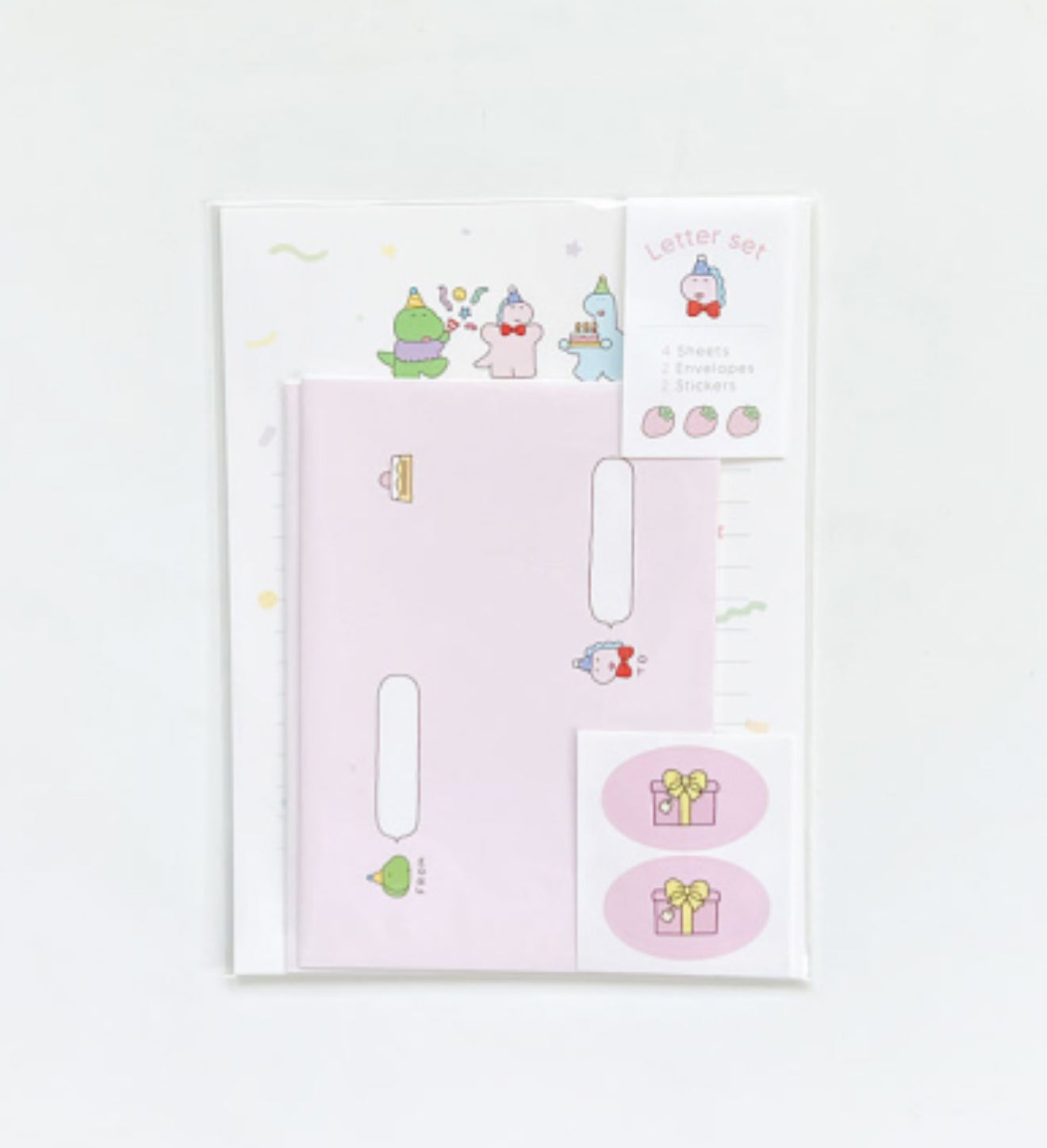 Pink dino penpal letter set