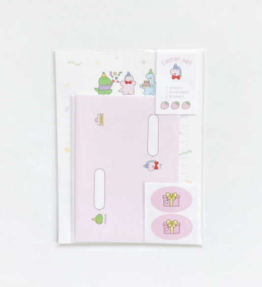 Pink dino penpal letter set